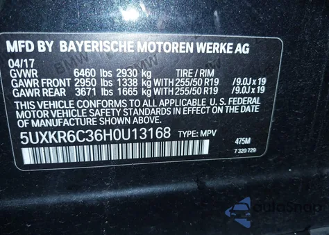 2017 BMW X5 xDrive50I from USA, damaged, VIN 5UXKR6C36H0U13168